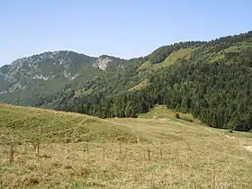 Vue du mont Julioz depuis le chalet du Golet de Doucy.