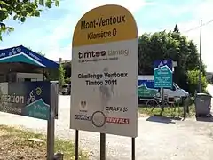 Kilomètre 0 de l'ascension du mont Ventoux, à Bédoin.