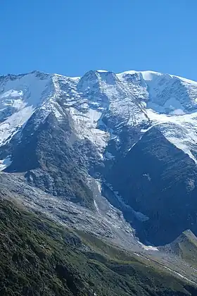 Le glacier du Col des Dômes vu depuis le mont Vorassay au nord-ouest.