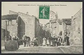 Carte postale de la grande rue et place Saint Thomas (fin XIXe - début XXe)