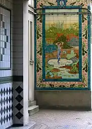 faïencerie d'Orchies, décor signé JMD, Panneaux muraux, début XXe siècle, grès émaillé, Vincennes, bains publics Montansier.