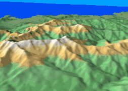 Animation représentant le Monte Cinto en trois dimensions.