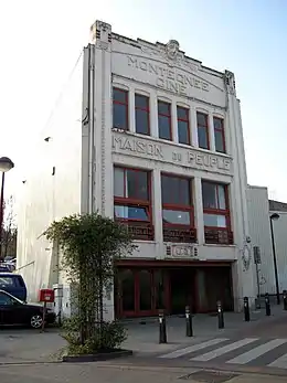 Maison du Peuple (Montegnée) (façade principale et versant de toiture), place du Cri du Perron, n°24