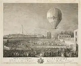 Premier vol en montgolfière de Lyon en 1784.
