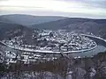 La boucle de la Meuse sous la neige.