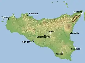 Carte de localisation des monts Péloritains.