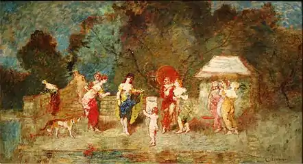 Scène de parc, femmes, enfants et chiens, musée des beaux-arts de Marseille.