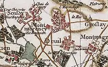 Dessin, le village est désigné sous le nom de « Montmorency dit Enghien ».