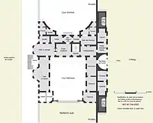 Restitution du plan du rez-de-chaussée de la maison de Charles Le Brun à Montmorency, 1690.