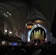 Intérieur de l'église St. James de Montréal, lors du spectacle de la chorale Chœur de Lys, décembre 2016.