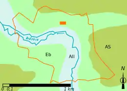 Carte en couleur très simplifiée répartissant un territoire communal en grandes zones géologiques