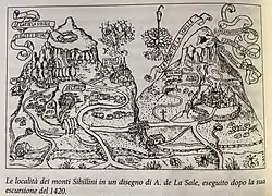 Carte des monts Sibyllins établie par Antoine de La Sale.