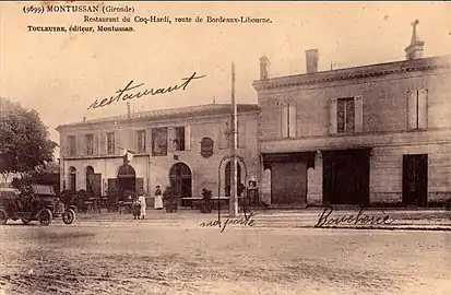 Restaurant Le coq hardi, route de Bordeaux-Libourne (1900-1920).
