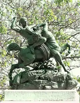 Barye,Thésée combattant le centaure,groupe de bronze restitué en 2011.