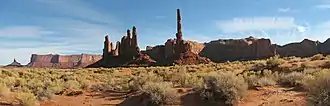 Totem Pole, Monument Valley, Arizona, paysage de grès : pinacles et mésas