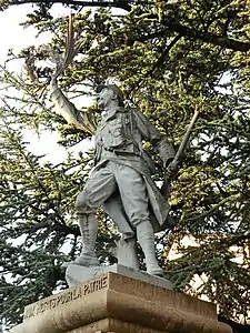 Eugène Bénet, Le Poilu victorieux, détail du Monument aux morts de Rignieux-le-Franc.