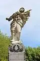 Monument aux morts de Saint-Julien-sur-Reyssouze (01560), Statue sur socle représentant un poilu - intitulée Poilu mourant en défendant le drapeau