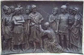 La vie est un songe. Relief en bronze, détail d'un monument à Calderón à Madrid (Juan Figueras y Vila, 1878).