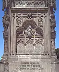 La Virgen del Pilar sculptée sur le monument à Colomb par Arturo Mélida (1885), Madrid.