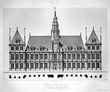 Dessin de l'Hôtel de ville de Reims.