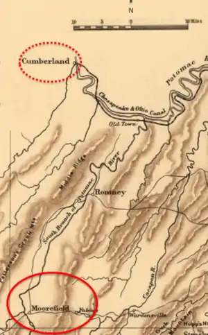  Old map with Moorefield circled