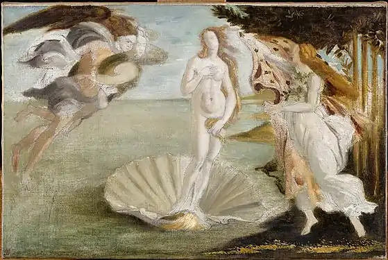 Naissance de Vénus, copie d'après Botticelli (1859), Paris, musée Gustave-Moreau.