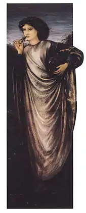 Peinture d'une femme brune en robe de toile
