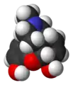 Vue 3D de la molécule de morphine.