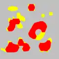 Ouverture géodésique de X1  (rouge : hexagone de taille 11)
