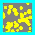 Ouverture hexagonale de taille 20 pixels sur BD et masque érodé (cyan)
