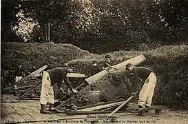 Mortier de 220 mm de Bange, vers 1890 (place forte de Toul).