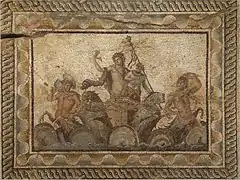 L'épiphanie de Dionysos, mosaïque de Dion, IIe siècle. Musée archéologique de Dion.