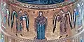 La Sainte Vierge avec les quatre archanges. Mosaïque de la cathédrale de Cefalù. Uriel est placé ici à l'extrême droite.