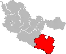 Situation de l'arrondissement dans le département de la Moselle de 1918 à 2014.