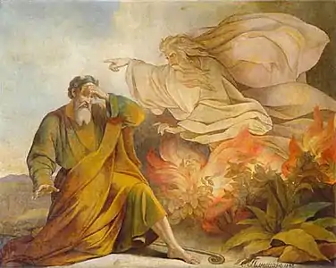 Dieu apparaît à Moïse dans le buisson ardent (fresque de la cathédrale Saint-Isaac, 1848)