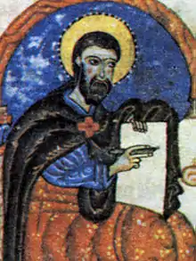 Portrait d'un saint barbu, tenant un livre.