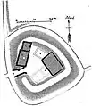 Plan de la motte féodale de Castel-Coz (dessin du chanoine Abgrall).