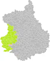 Position de Moulhard (en rose) dans l'arrondissement de Nogent-le-Rotrou (en vert) au sein du département d'Eure-et-Loir (grisé).