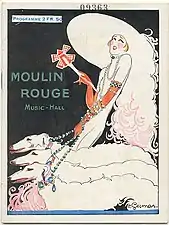 Illustration de la couverture du programme d’un spectacle au Moulin Rouge (vers 1925)