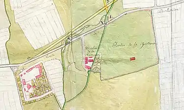 Carte ancienne représentant un lieu-dit « moulin de la Chartreuse » le long de la route de Dorlisheim.