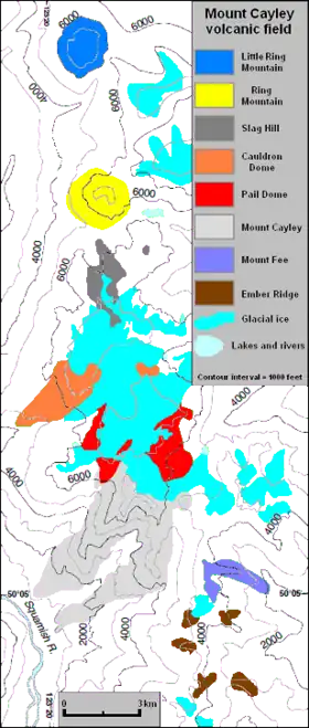 Carte du champ volcanique du mont Cayley.