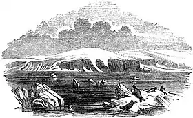 Illustration du mont Haddington, provenant de A voyage of discovery and research in the southern and Antarctic regions, during the years 1839-43 de James Clark Ross