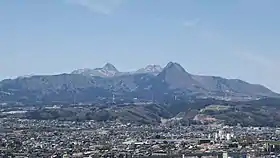 Vue du mont Haruna depuis le château de Hakoda (ville de Kitatachibana, Shibukawa) depuis l'est.