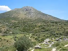 Vue du mont Agios Ilias depuis le site archéologique de Mycènes.