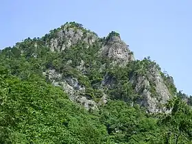 Vue du mont Seppiko depuis le Kaya-jinja.