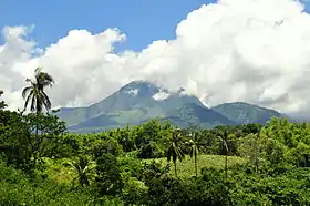 Vue du Cuernos de Negros depuis la commune de Dauin, au sud de Dumaguete.