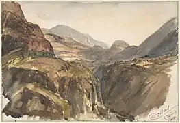 Oisans (Isère), aquarelle de Paul Huet, 1858.