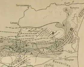 Le massif de Mouthoumet (no 8), carte de 1897.