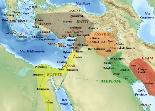 Moyen Orient vers -1300 (avant les peuples de la mer)