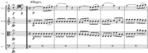 Extrait du premier mouvement de ce quatuor : Thème